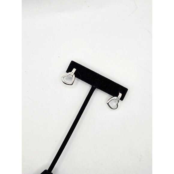 Sterling Heart Dangle Stud Earrings NIB comes with Grey Velvet box .75" - Picture 6 of 10